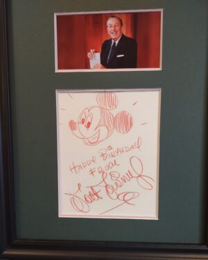 Walt Disney autograph and sketch