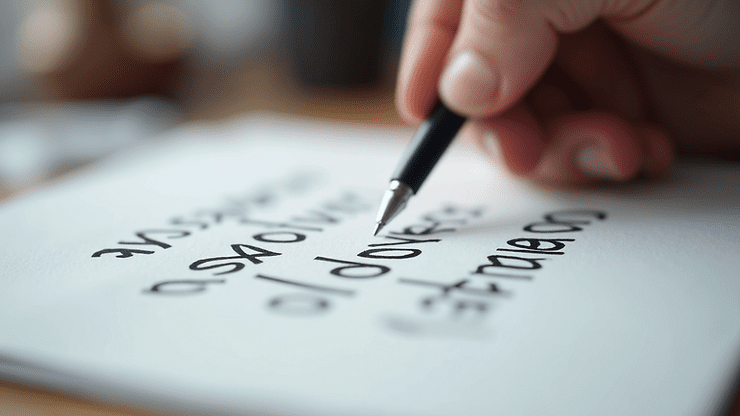 Close-up view of handwritten text on paper