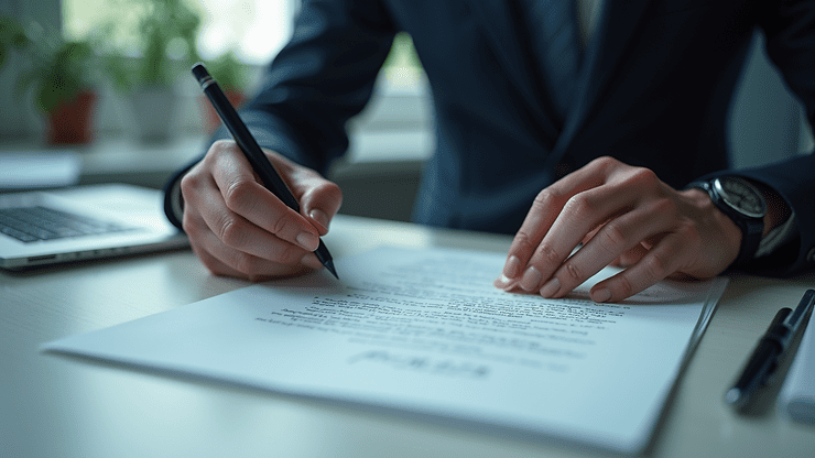 Close-up view of a forensic document analyst examining a handwritten letter
