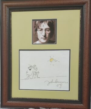 John Lennon autograph and drawing