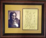 John Lennon autographed drawing