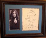John Lennon autograph and sketch of him and Yoko
