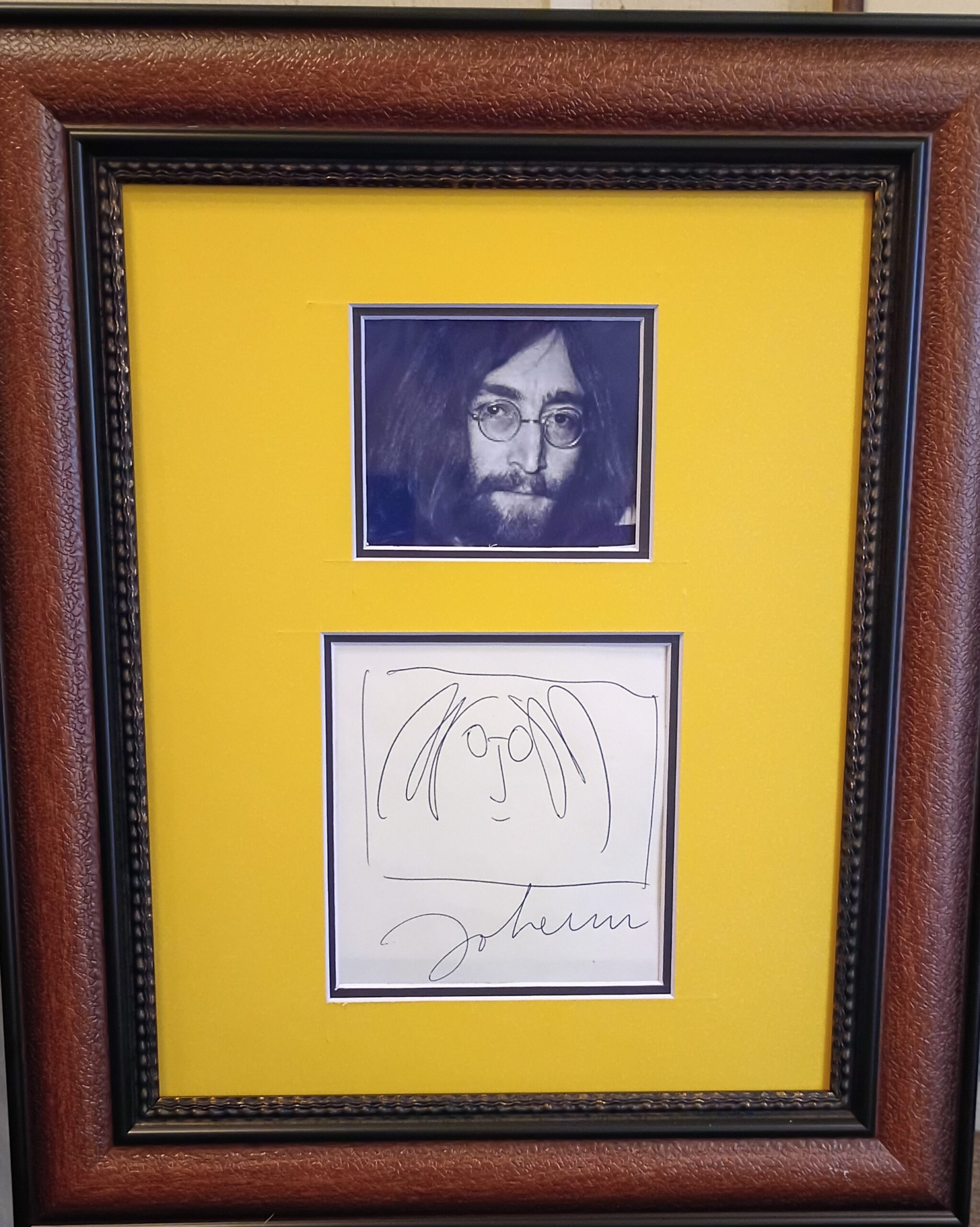 John Lennon autograph and sketch