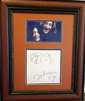 John Lennon autograph and sketch of him and Oko